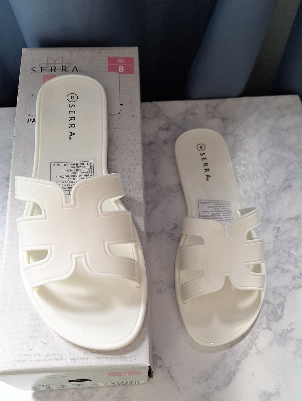 Jelly Serra Women’s Cream Slide Sandals - Cutout Slip-On Flats